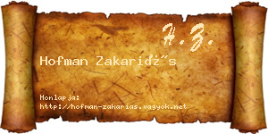 Hofman Zakariás névjegykártya